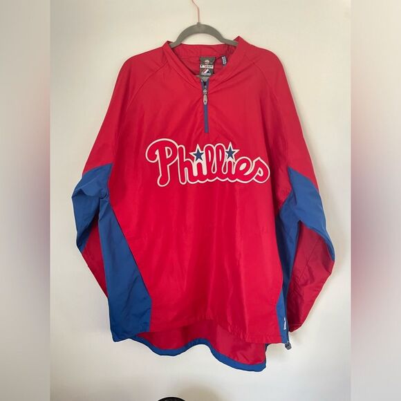 Majestic MLB Philadelphia Phillies Authentic Cool Base Apparel Pullover 1/4 Zip - Picture 3 of 11